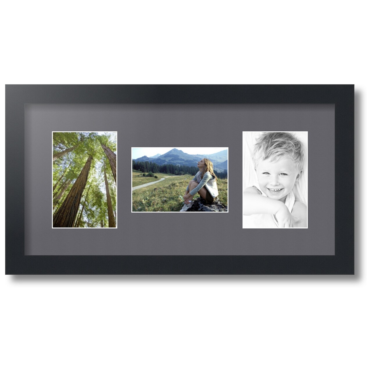 ArtToFrames Collage Photo Picture Frame with 3 - 4x6 inch Openings, Framed in Black with Over 62 Mat Color Options and Regular Glass (CSM-3926-113)